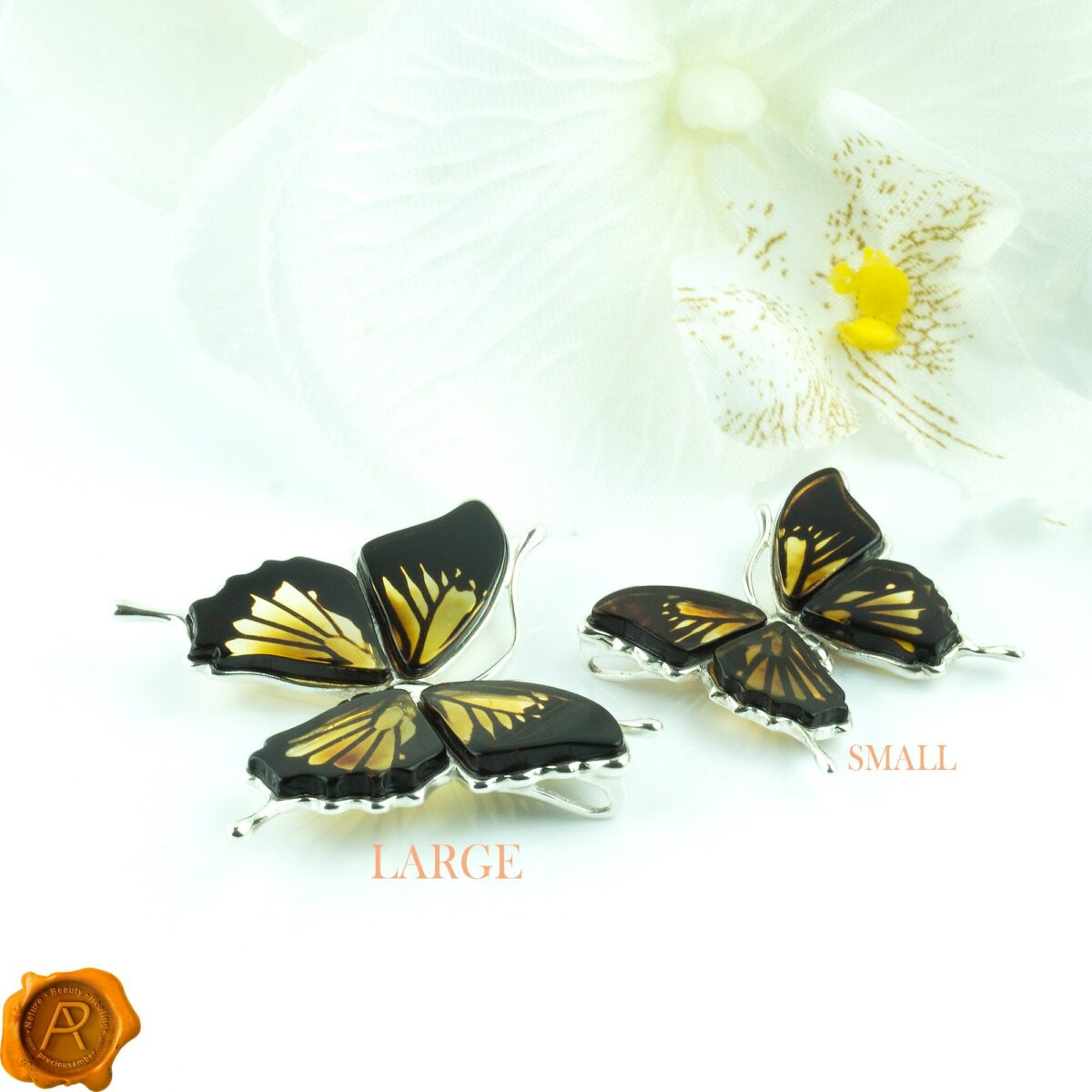 Carved Amber Butterfly Pendant - Image 10
