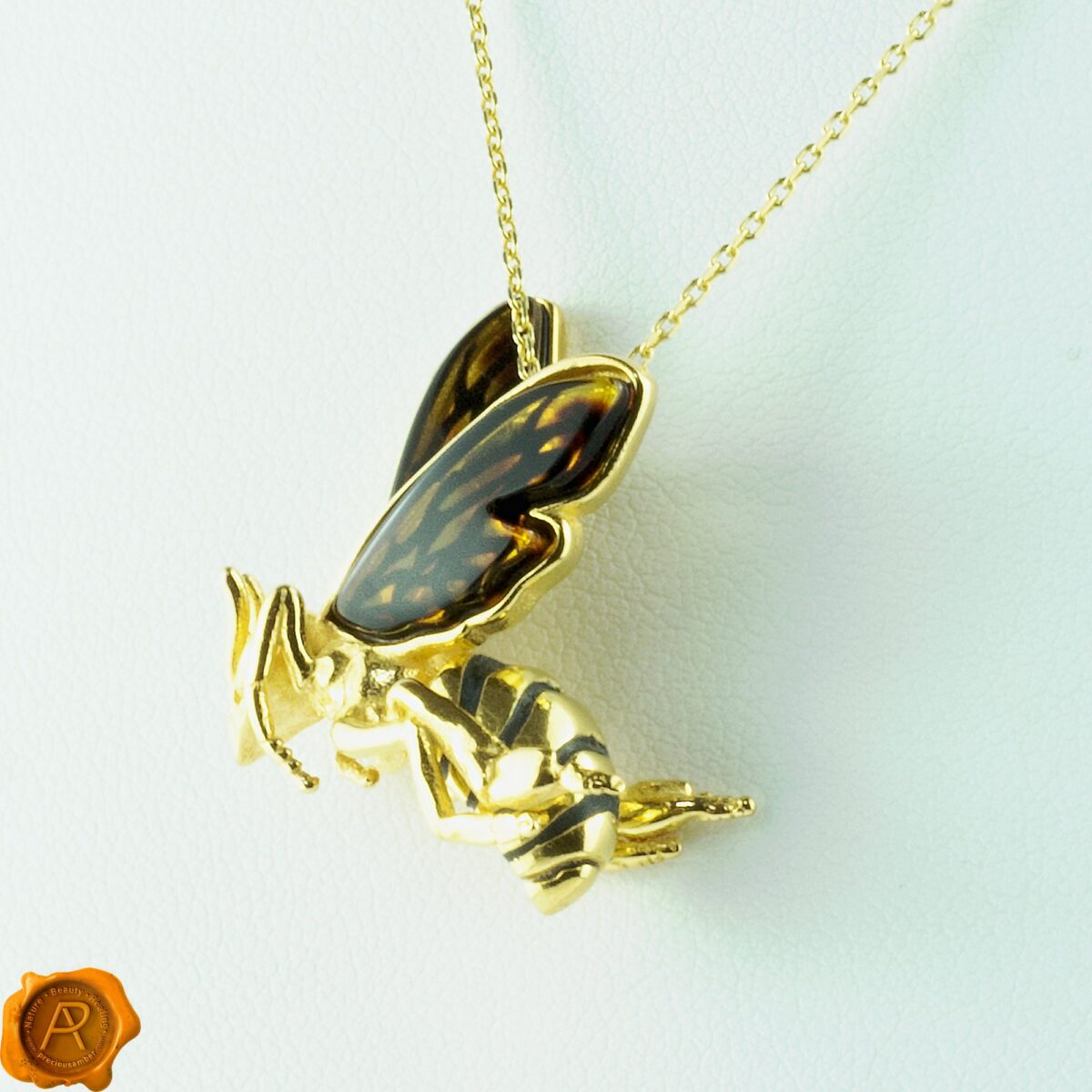Carved Amber Gold Bee - Image 5