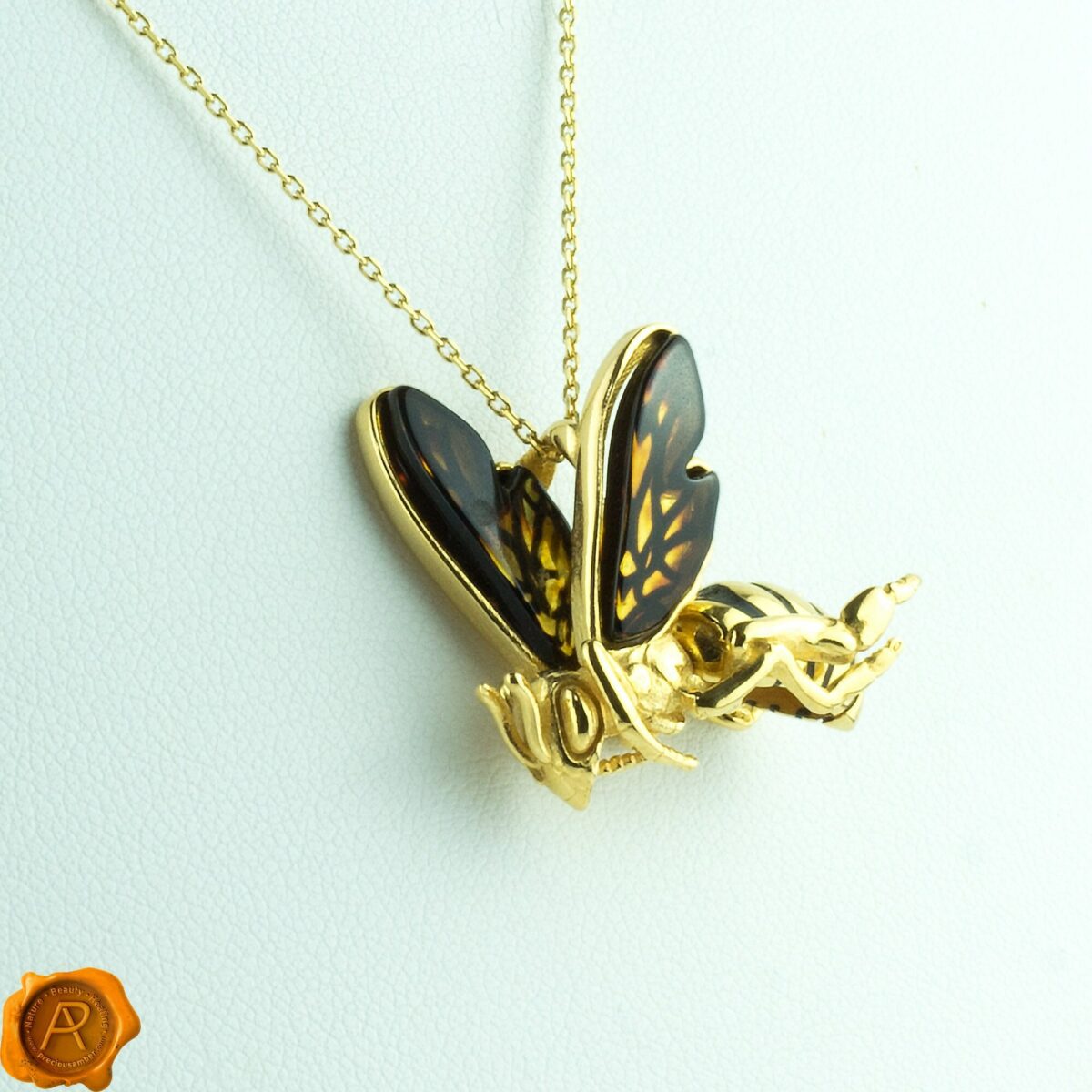 Carved Amber Gold Bee - Image 4