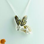 Carved Amber Silver Bee