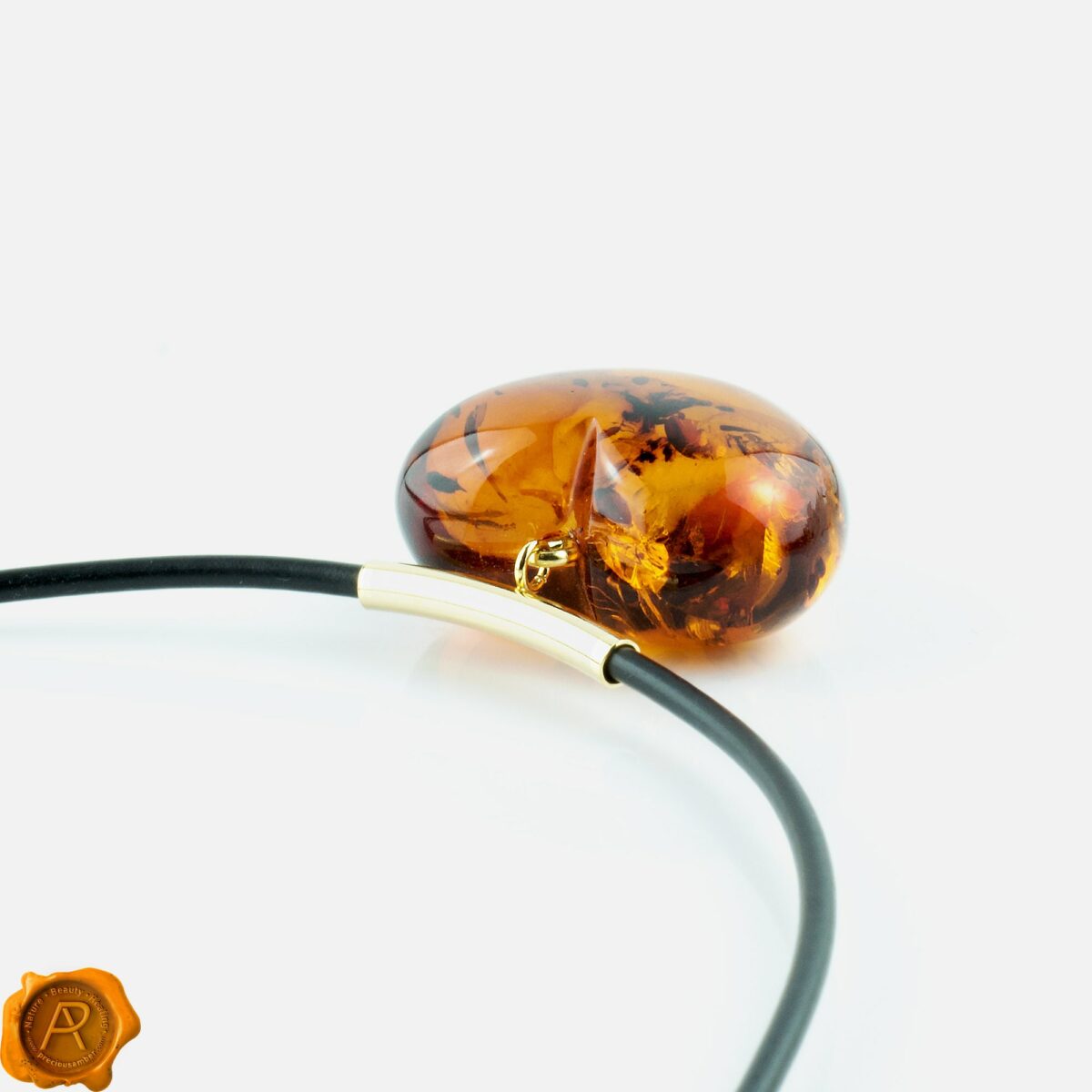 Amber Gold Heart Choker Pendant - Image 5