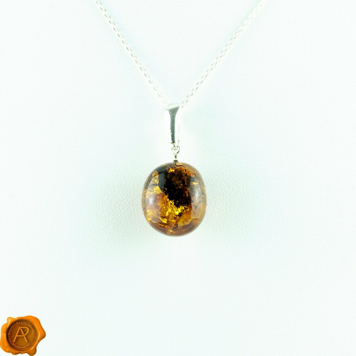 Earthy Amber Olive Silver Charm - Image 5