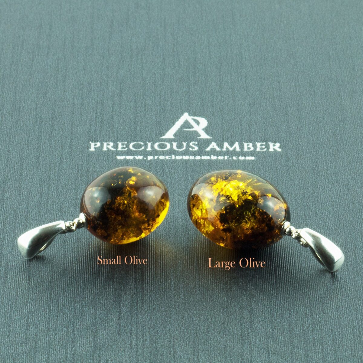 Earthy Amber Olive Silver Charm - Image 8
