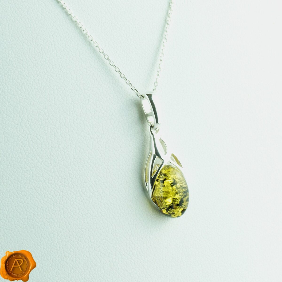 Celtic Green Amber Silver Charm - Image 3