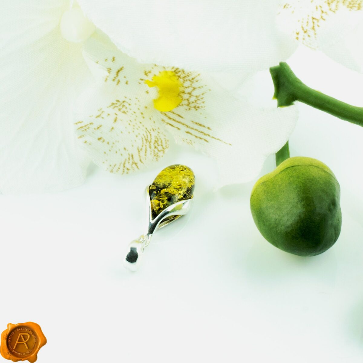 Green Dainty Amber Teardrop - Image 4