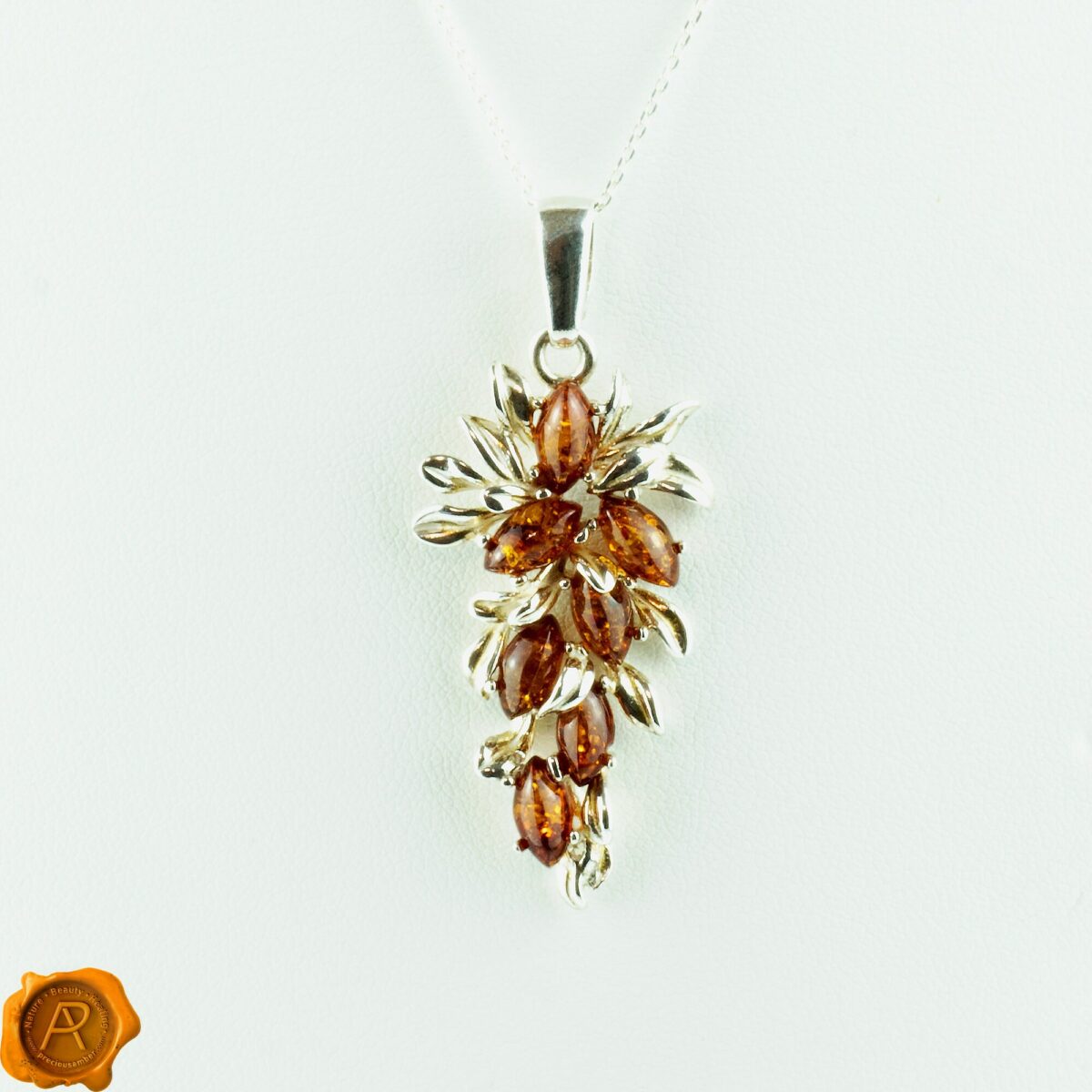 Subtle Honey Amber Silver Pendant - Image 3