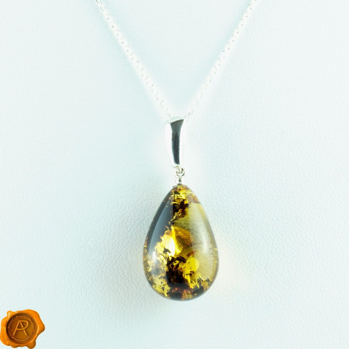 Green Earthy Amber Teardrop - Image 3