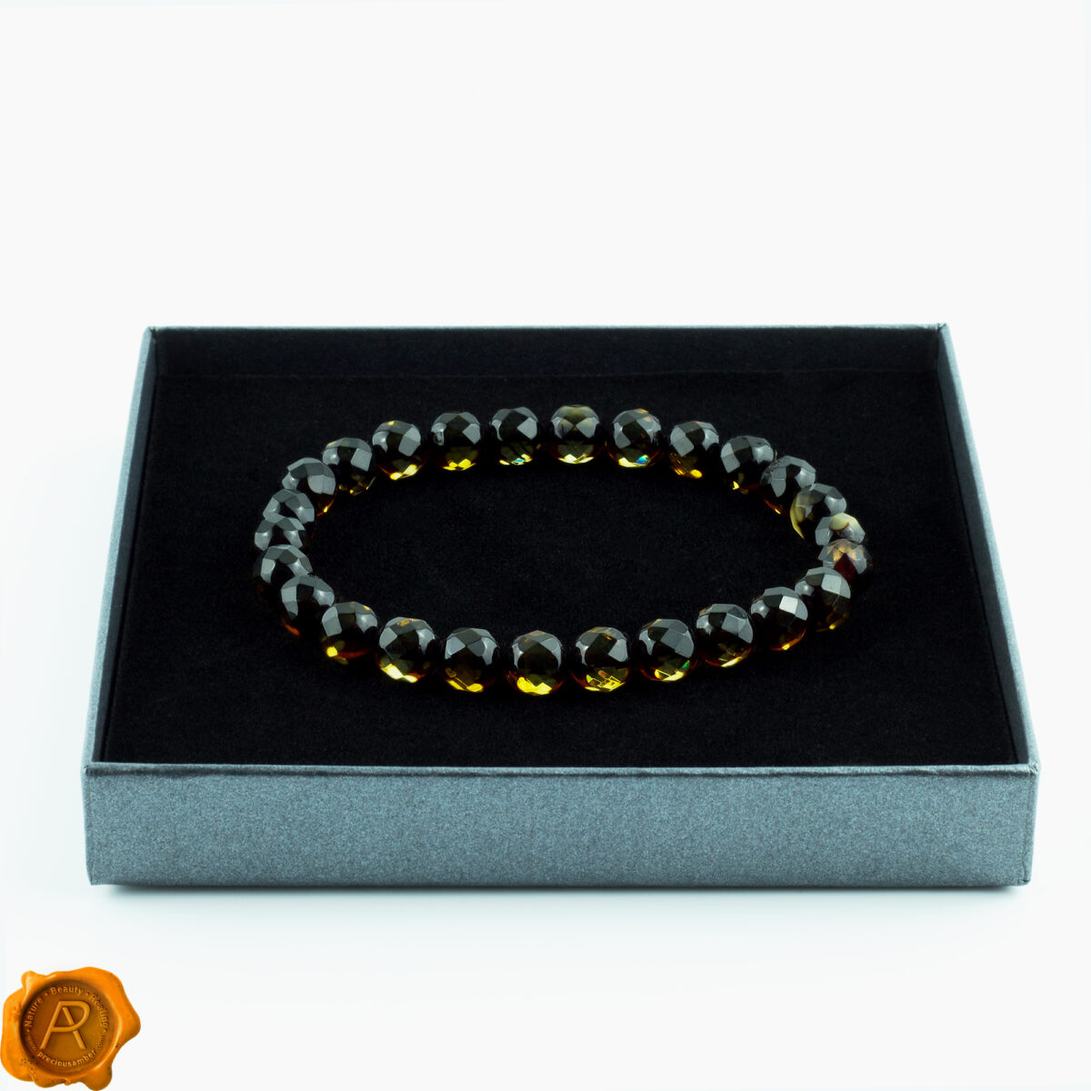 Luxurious Faceted Green Amber Bracelet - Image 4