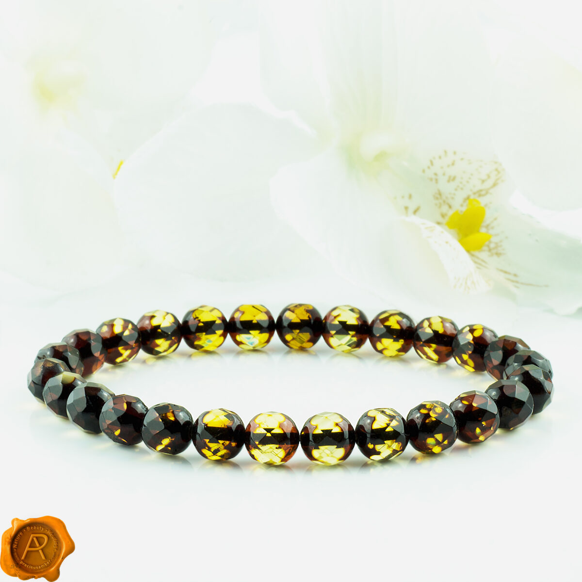 Luxurious Faceted Green Amber Bracelet - Image 1