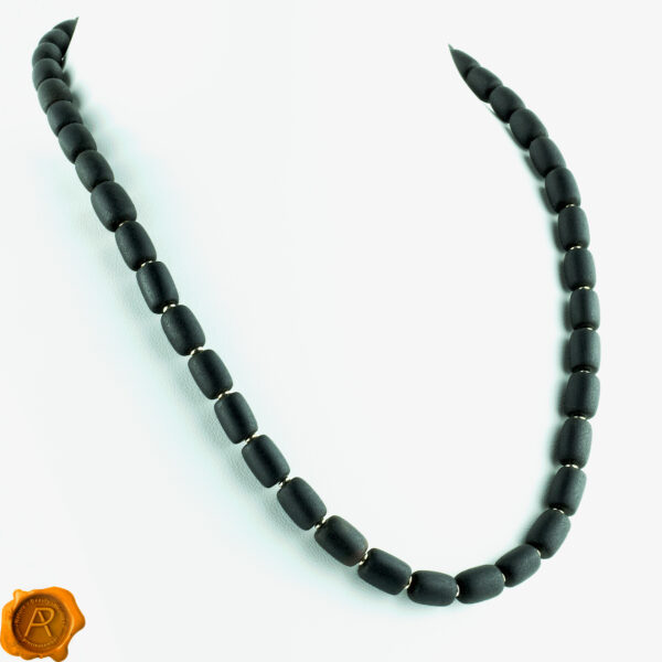 Black Amber Barrel Necklace