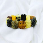 Carved Rose Multicolour Amber Bracelet - Image 3