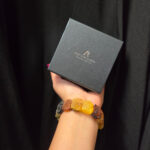 Rose Multicolour Natural Baltic Amber Elastic Bangle Bracelet, Large Gemstone Flower Romantic Jewellery Gift Wife Girlfriend Women