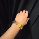 Carved Rose Multicolour Amber Bracelet - Image 2