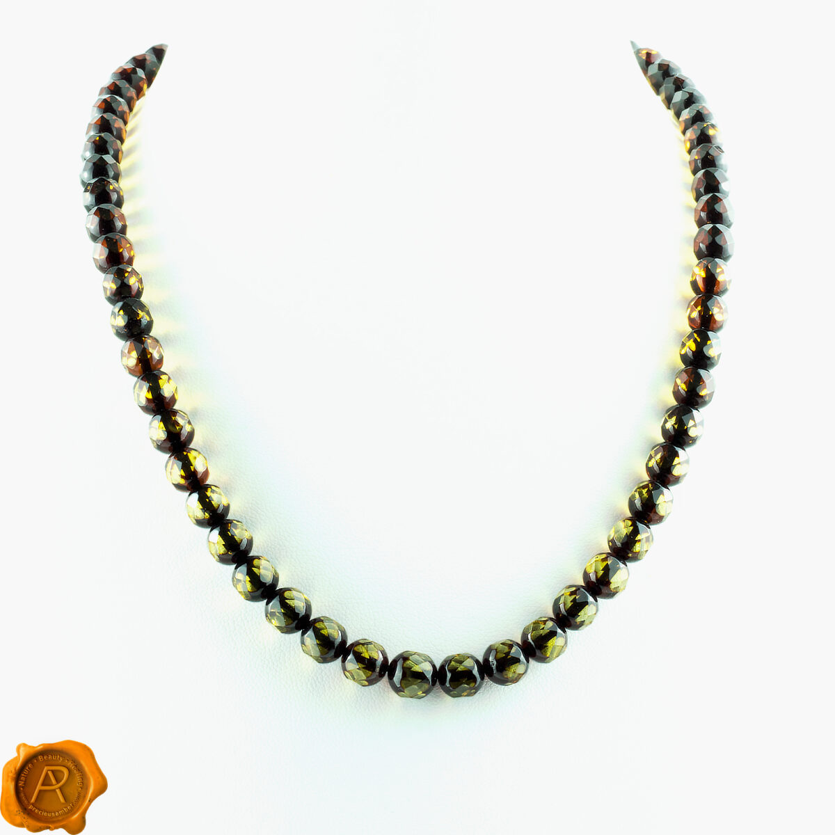 Luxurious Dainty Green Amber Necklace - Image 3