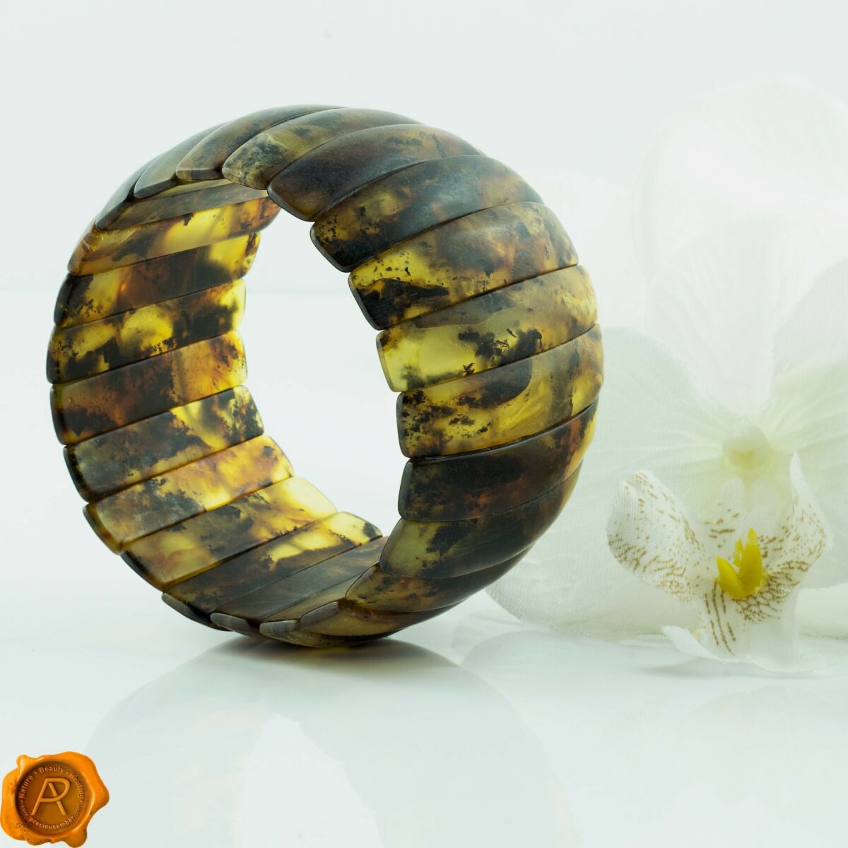 Massive Rare Marble Amber Bracelet - Image 2