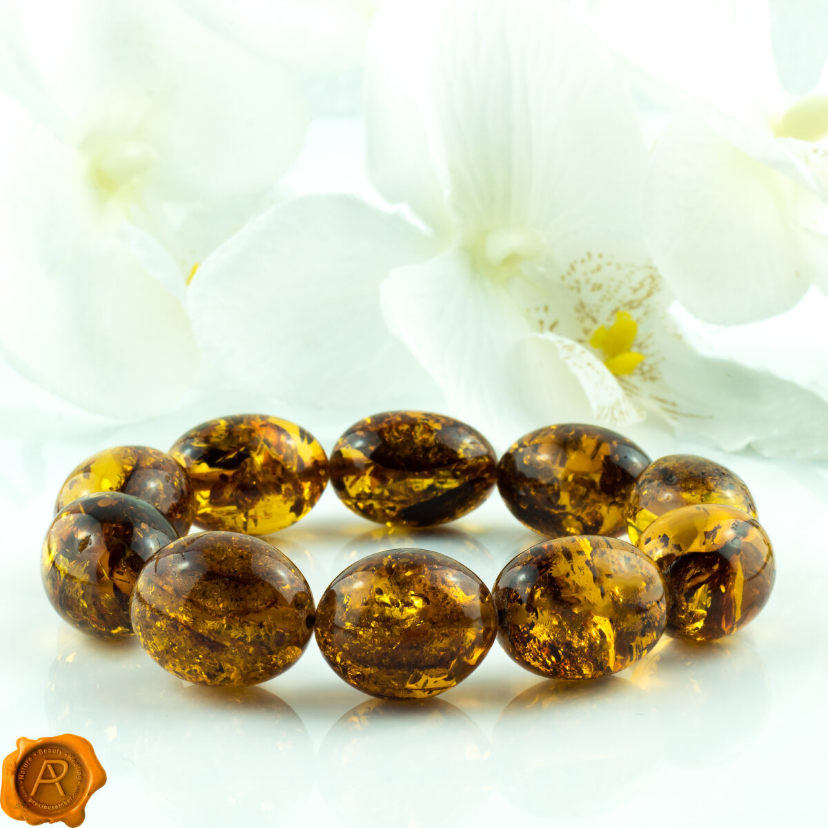 Large Amber Olive Bracelet - Image 1
