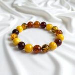 Natural Baltic Amber Round Large Real Amber Ball Beads, Multicolour Gemstone Bracelet Vintage Amber Gift for Men Women