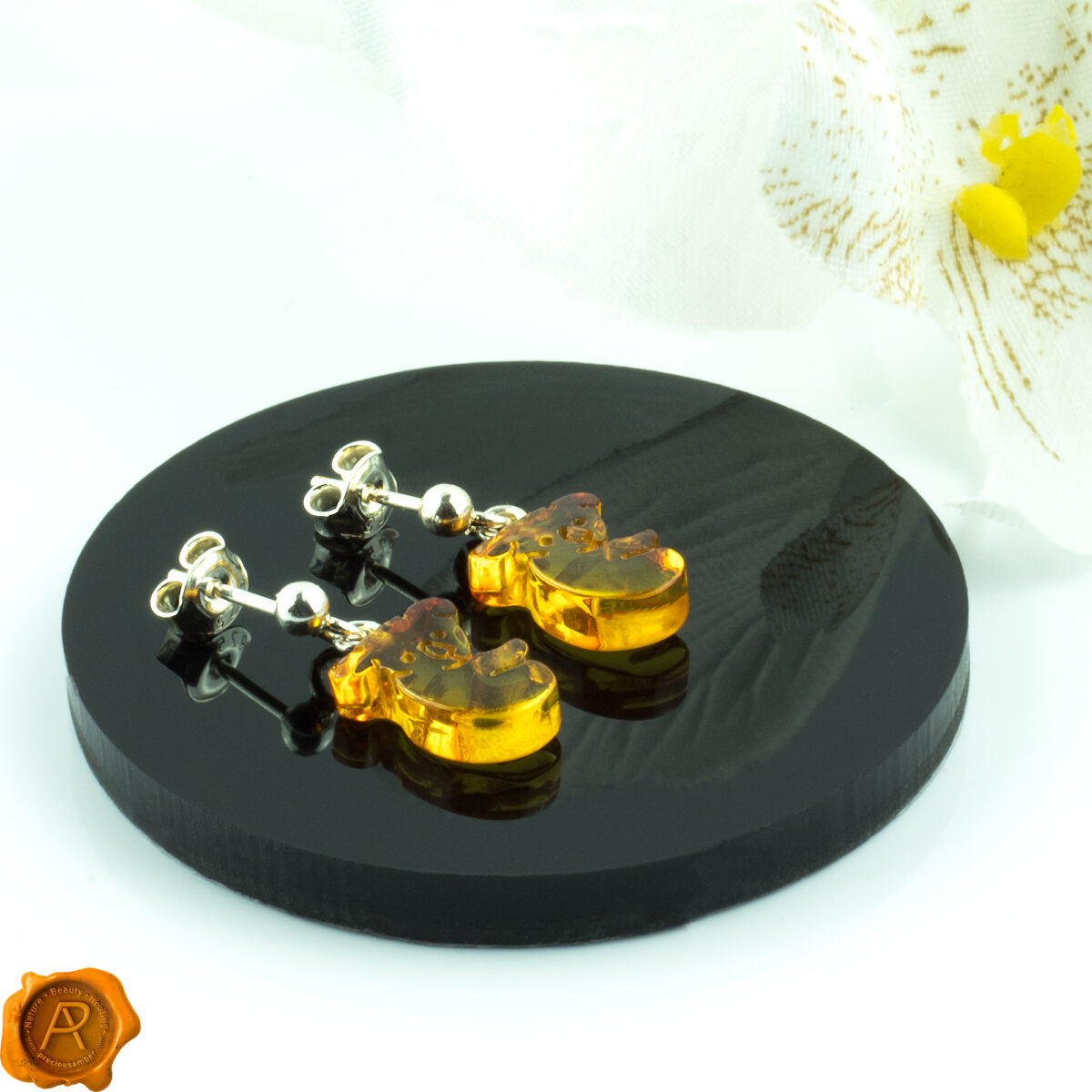 Amber Koala Stud Earrings - Image 2