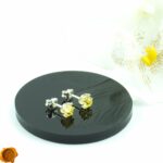 Dainty Lemon Amber Stud Earrings - Image 2