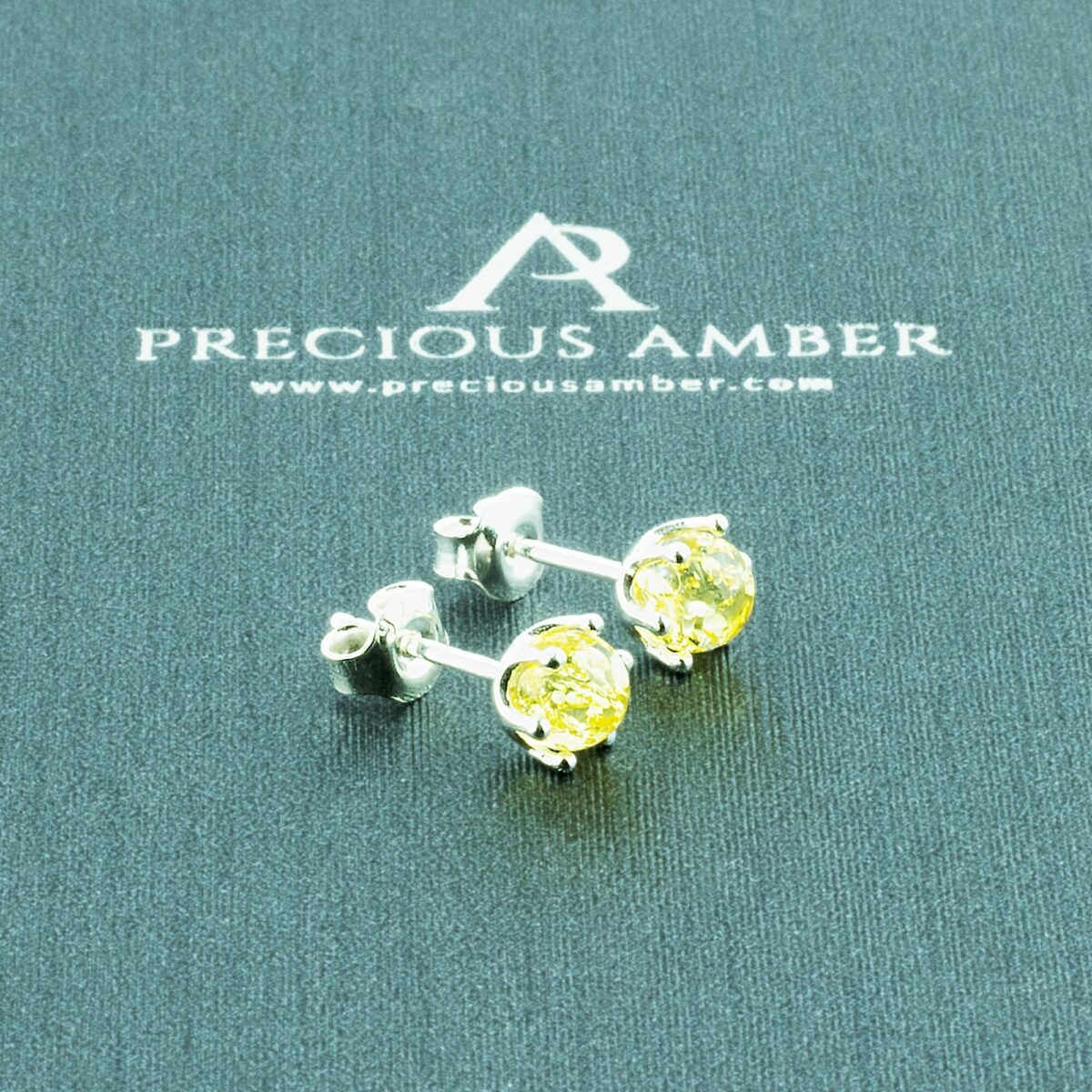 Dainty Lemon Amber Stud Earrings - Image 1