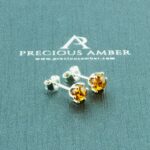 Dainty Honey Amber Stud Earrings