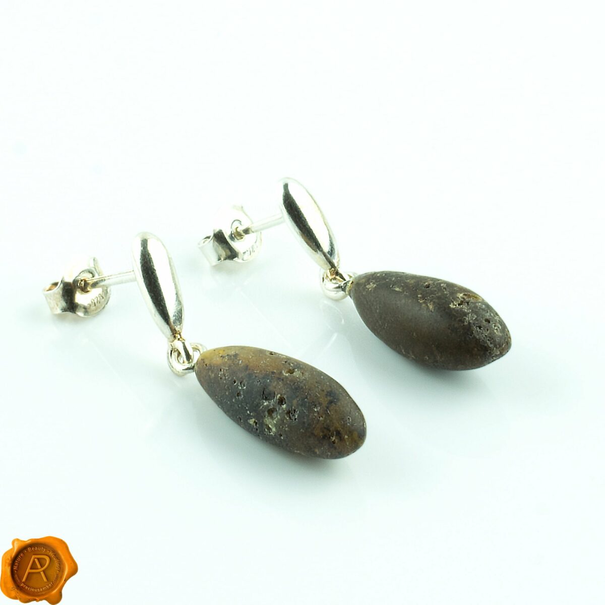 Raw Amber Drop Earrings - Image 3