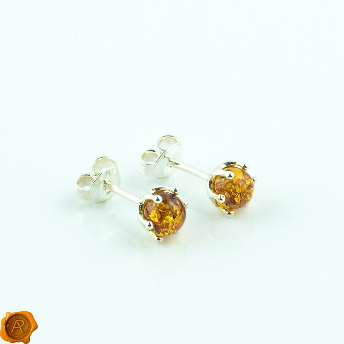 Dainty Honey Amber Stud Earrings - Image 2