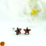 Carved Amber Starfish Stud Earrings - Image 3