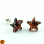 Carved Amber Starfish Stud Earrings - Image 2
