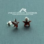 Carved Amber Starfish Stud Earrings