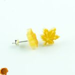 Carved Amber Leaf Stud Earrings - Image 3