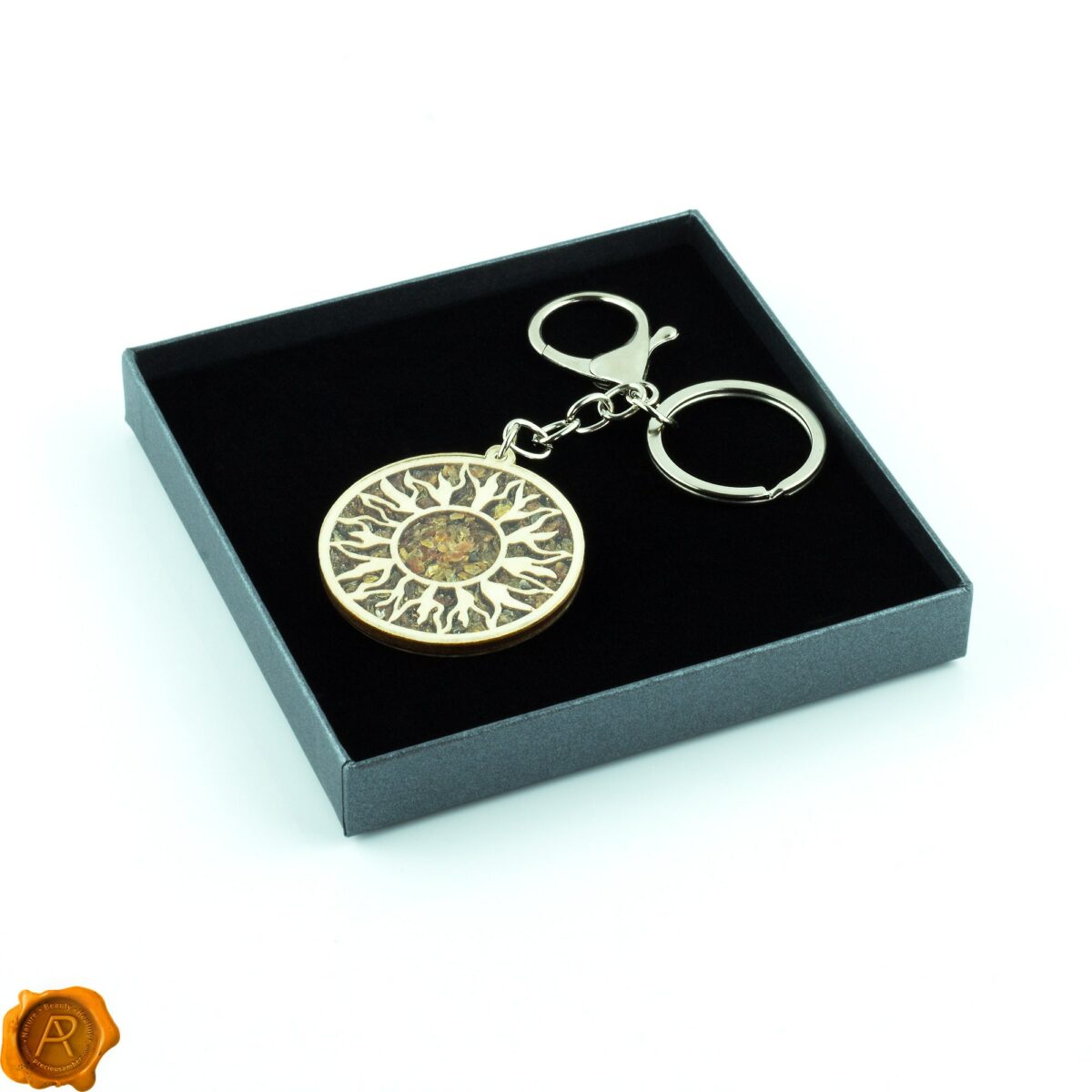 Celtic Wooden Keychain with Amber - Image 3