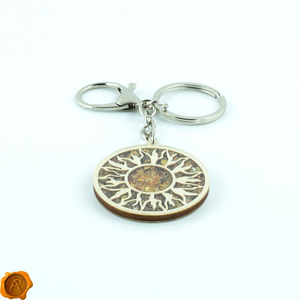 Celtic Wooden Keychain with Amber - Image 2