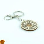 Celtic Wooden Keychain with Amber