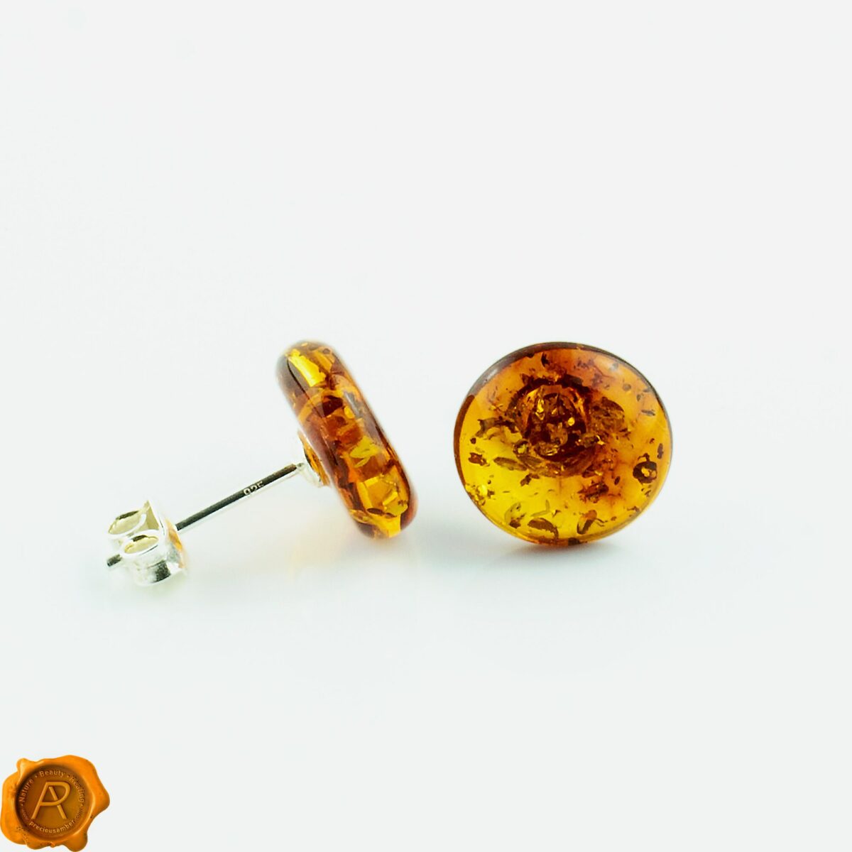 Honey Amber Stud Earrings - Image 2
