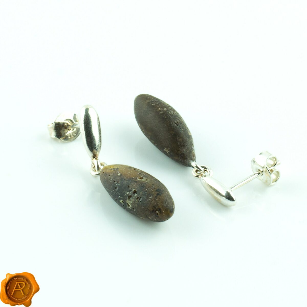 Raw Amber Drop Earrings - Image 2