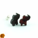 Carved Elephant Amber Stud Earrings - Image 2