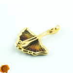Carved Amber Ginkgo Leaf Brooch Pendant - Image 5