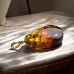 Natural Baltic Amber Large Teardrop Pendant Gold Silver Necklace Gift Women, Chunky Honey Gemstone Gold Jewelry, Big Drop Charm