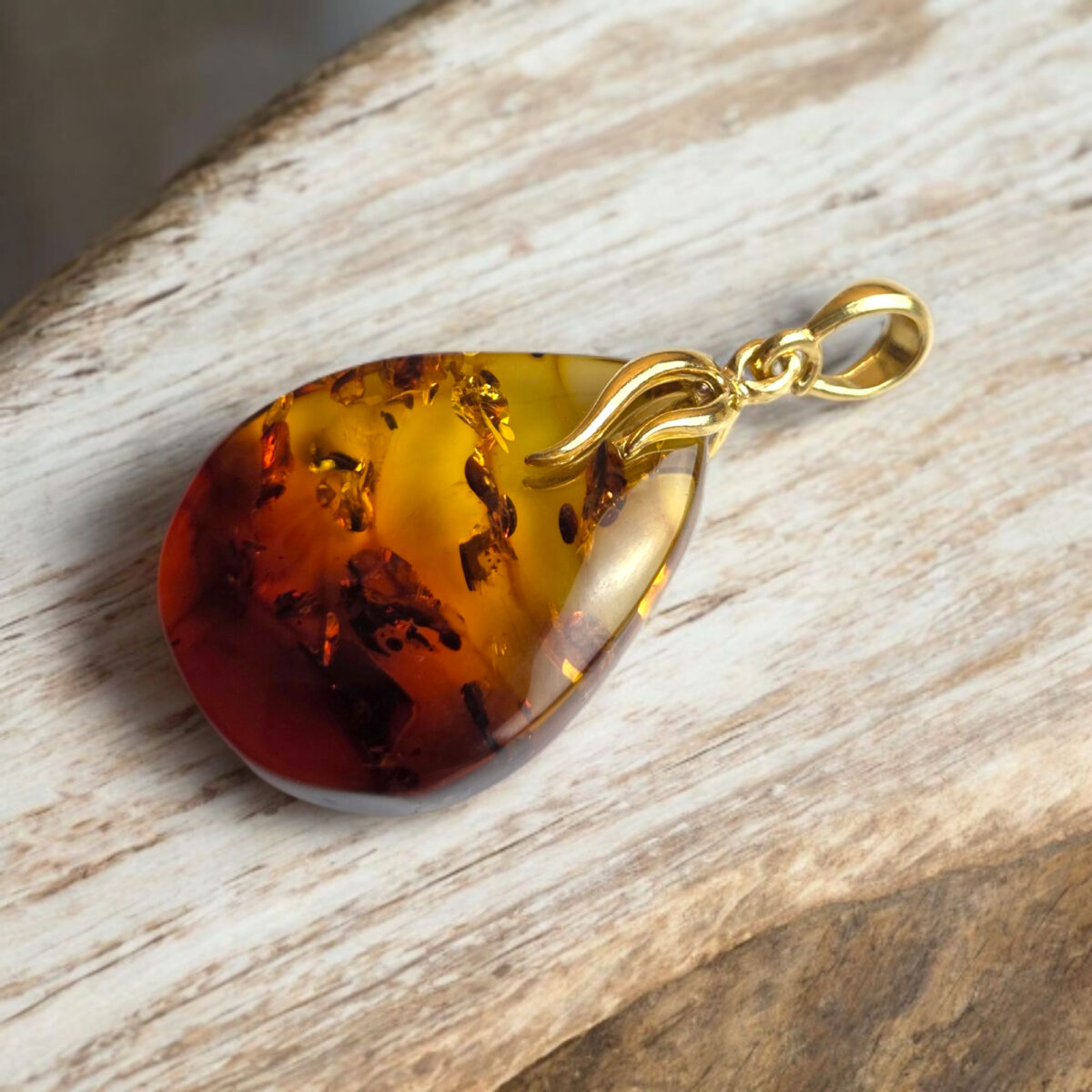 Natural Baltic Amber Large Teardrop Pendant Gold Silver Necklace Gift Women, Chunky Honey Gemstone Gold Jewelry, Big Drop Charm