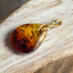 Natural Baltic Amber Large Teardrop Pendant Gold Silver Necklace Gift Women, Chunky Honey Gemstone Gold Jewelry, Big Drop Charm
