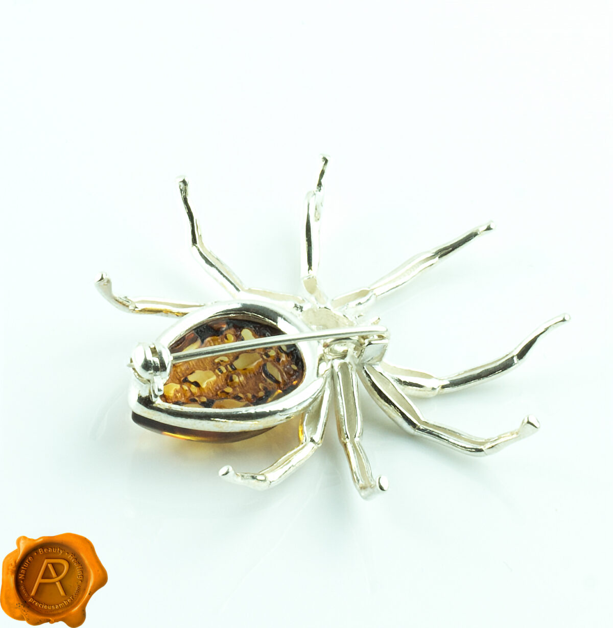 Carved Amber Spider Brooch/Pendant - Image 6