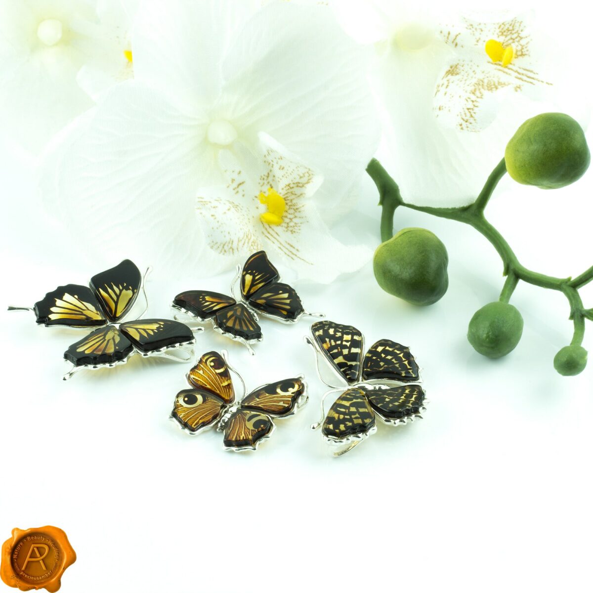 Carved Huge Amber Butterfly Brooch/Pendant - Image 7
