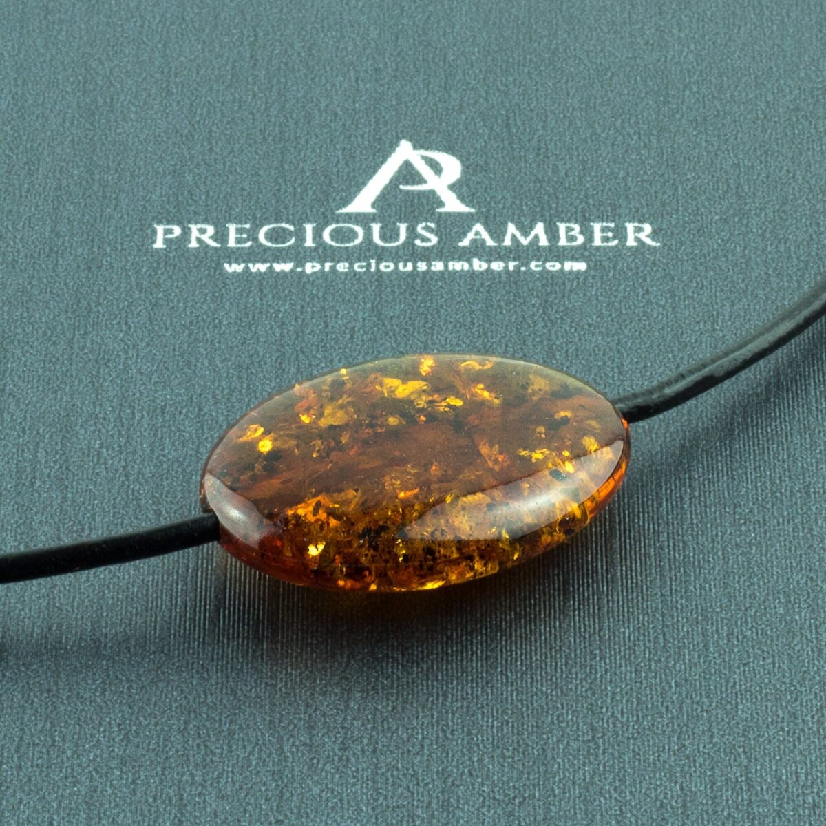 Cognac Amber Amulet Leather Necklace - Image 1