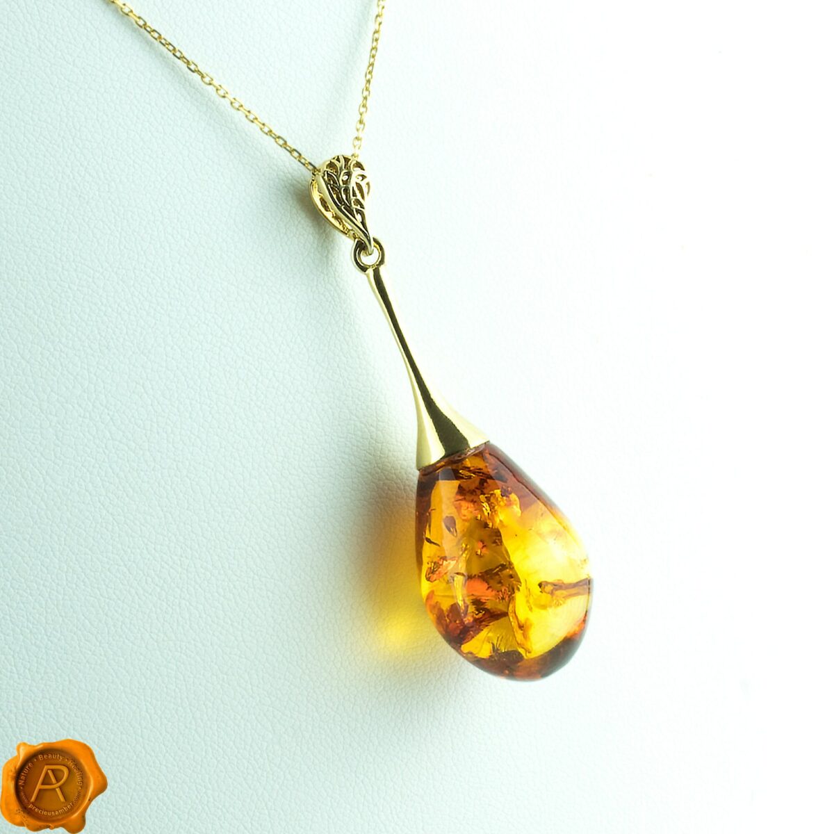 Classic Luxurious Amber Gold Teardrop - Image 3