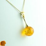 Classic Honey Amber Gold Sphere Pendant - Image 3