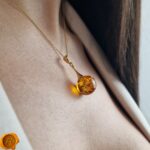 Classic Amber Sphere Gold Pendant - Image 2