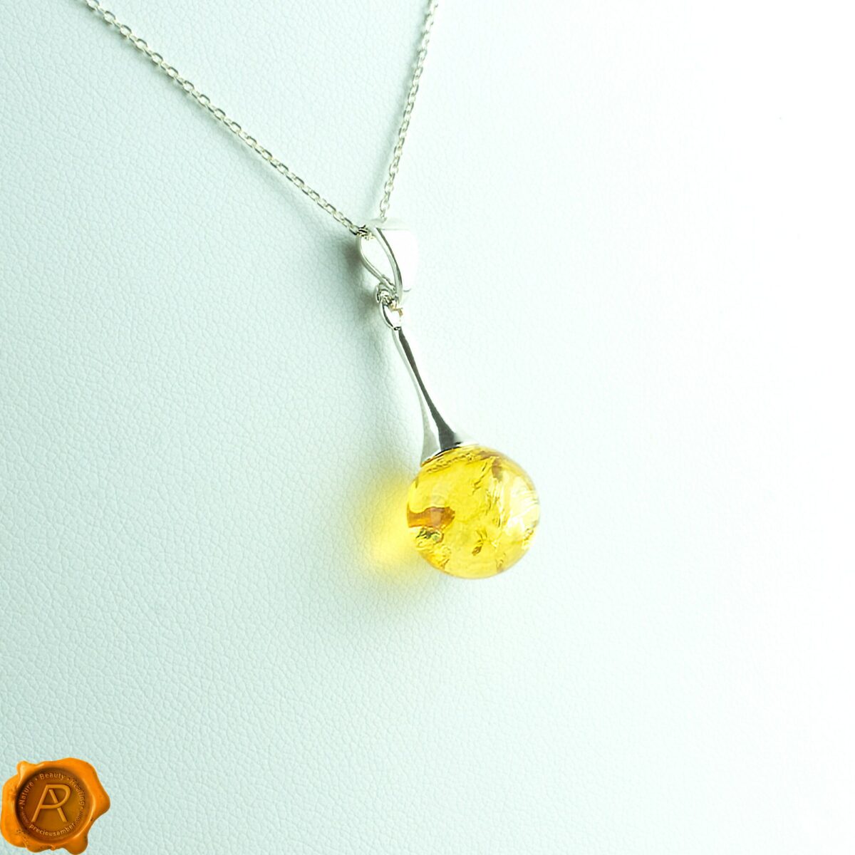 Classic Lemon Amber Sphere Pendant - Image 3