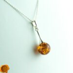 Classic Amber Silver Sphere Pendant - Image 2