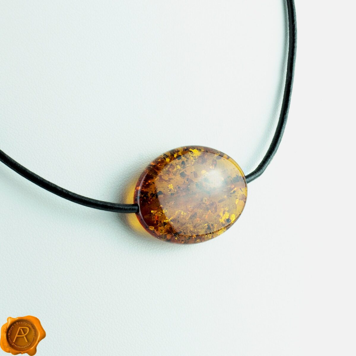 Cognac Amber Amulet Leather Necklace - Image 4